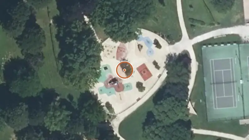 Vue aérienne de Aire de fitness Jassans-Riottier – Parc de Loisirs