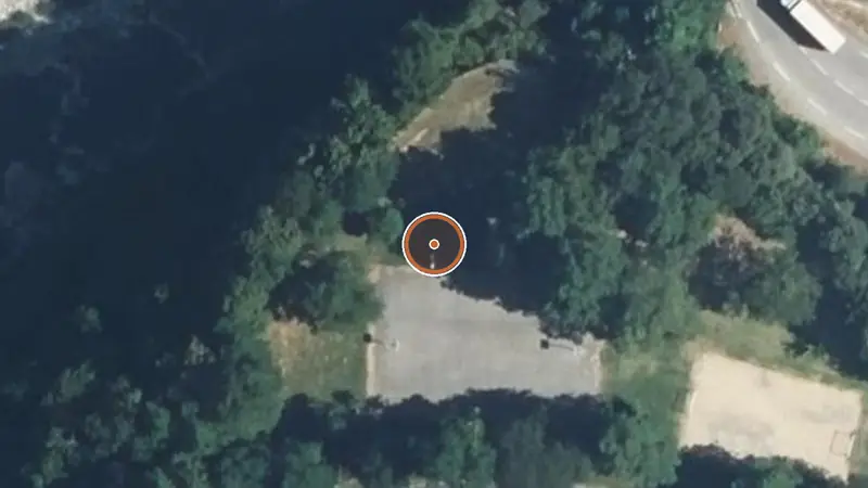 Vue aérienne de Aire de fitness Pont-de-Labeaume – Route des Basaltes