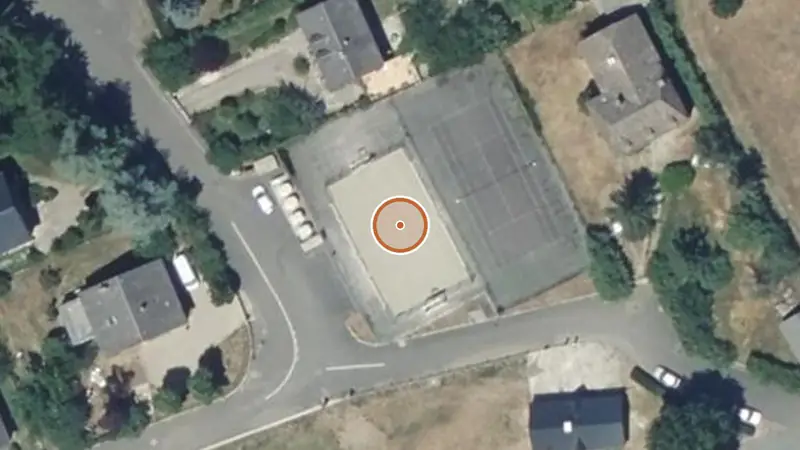 Vue aérienne de Aire de fitness Bourgs sur Colagne – Complexe sportif "le Chambon"