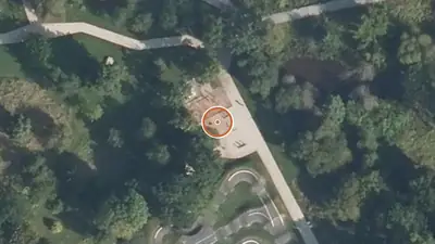 Vue aérienne : Aire de fitness Pontivy – Parc urbain du Poumont Vert (sud-est)
