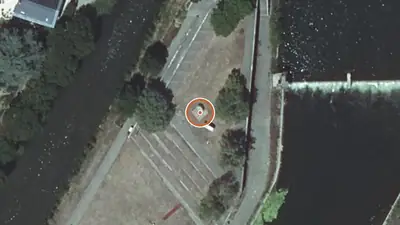 Vue aérienne : Aire de fitness Le Mans – Parc de l'Île-aux-Planches